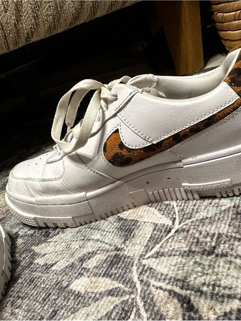 Nike White Sneakers with Leopard Swoosh and Heel Accent airforce - Picture 3 of 8